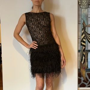 Zara - Lace and Feather dress size small black
